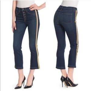 Veronica Beard Carolyn 10" High Waisted BabyBoot Denim Jeans Side Stripe Sz 25